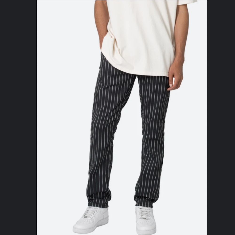 New MNML Pinstripe Drawcord Stretch Travel Casual Pants Sz 3x Black